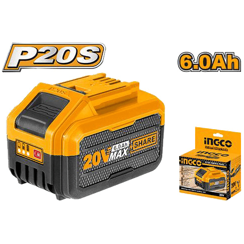 Ingco FBLI2060 20V Lithium Ion Battery 6.0Ah (P20S) - KHM Megatools Corp. Ingco FBLI2060 20V Lithium Ion Battery 6.0Ah (P20S) - KHM Megatools Corp.